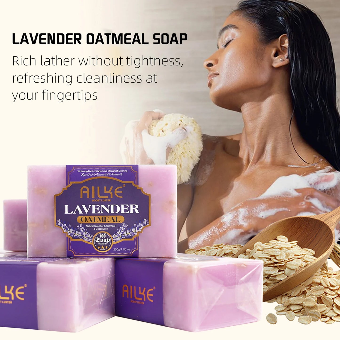 AILKE Lavender Oatmeal Brightening Soap – Face & Body 200g