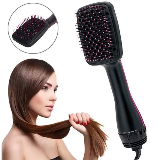 Home-use Electric Hair Dryer and Massage Comb in One Unit AC-powered Fast Heating with Ion Technology 3-speed Adjustable Peaceful Pleasures Health and Wellness