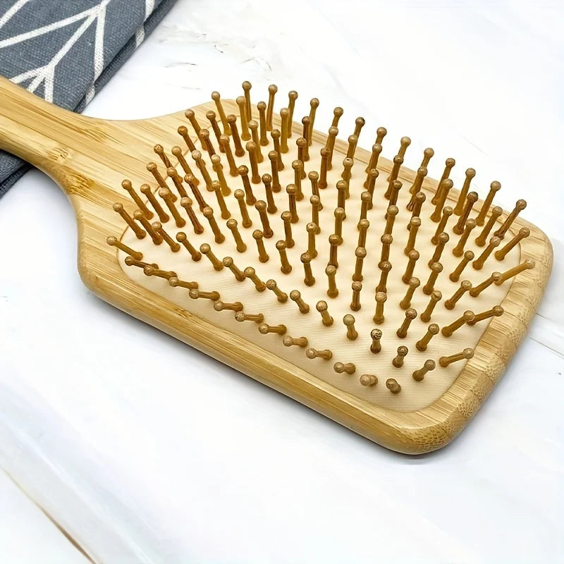 Natural Bamboo Square Comb – Sunflower Anti-Static Hair Comb
