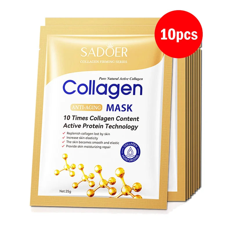 SADOER Collagen Face Mask 10pcs – Firming & Moisturizing Sheet Mask