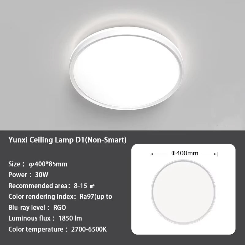 Aqara D1 Ceiling Light Non-smart Color Temperature Bedroom Led Lamp Night Light Full-spectrum Eye-protecting living Room Light Peaceful Pleasures Health and Wellness 30W 400mm diameter