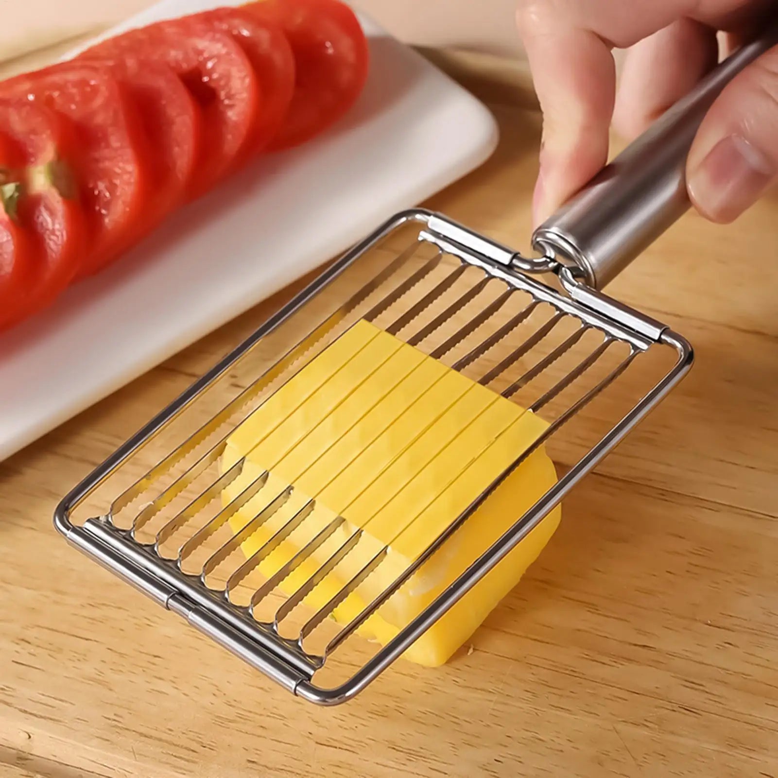 Stainless Steel Tomato Slicer Multi-Purpose Vegetable Onion Chopper Fruit Cutter for Home Kitchen Cooking BBQ Salad Peaceful Pleasures Health and Wellness