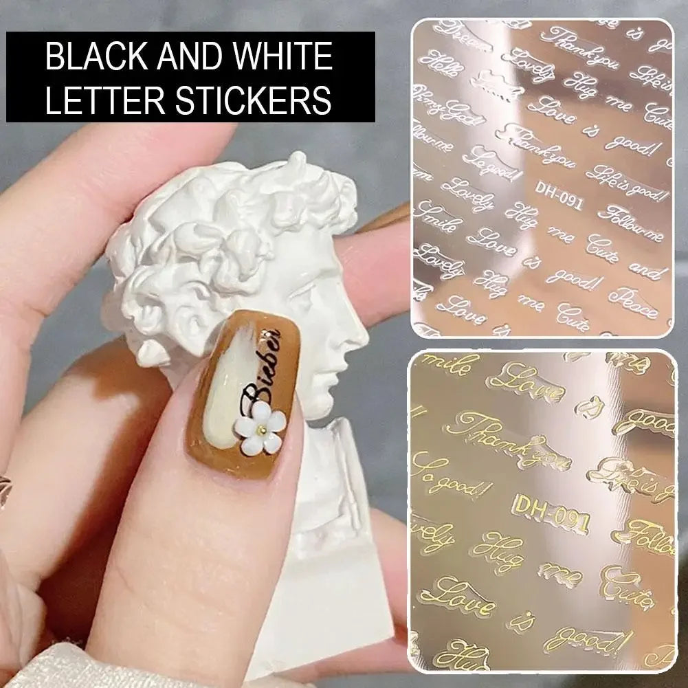 3D English Words Nail Art Stickers – DIY Nail Decals Peaceful Pleasures Health and Wellness