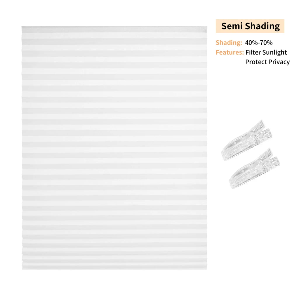 Window Blinds Cordless No Drill Cut to Size Clip On Stick On Self Adhesive Temporary Blinds Pleated Paper Blinds for Window Door Peaceful Pleasures Health and Wellness White 60X150CM