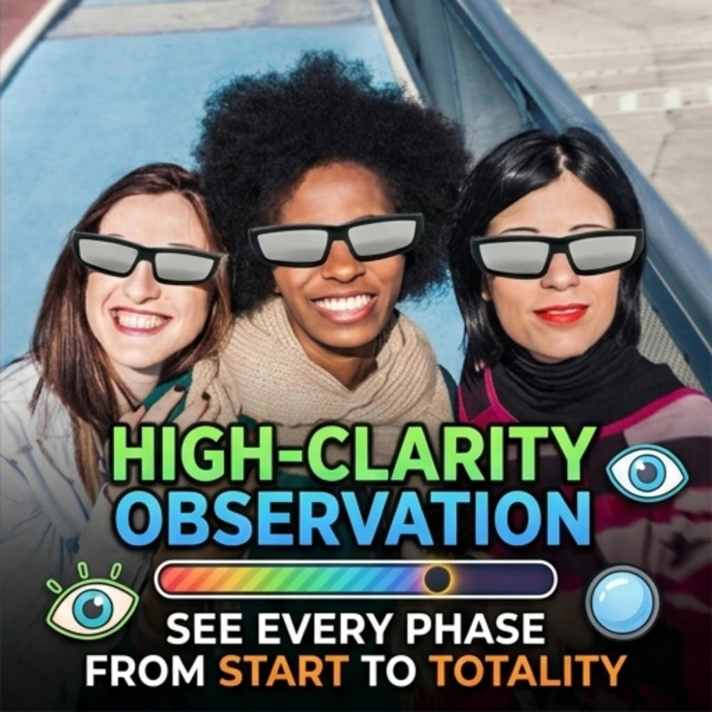 Safe Solar Eclipse Glasses Plastic Frame Professional Solar Viewer Shade For Direct Sun Observation Total Eclipse Eyewear Peaceful Pleasures Health and Wellness