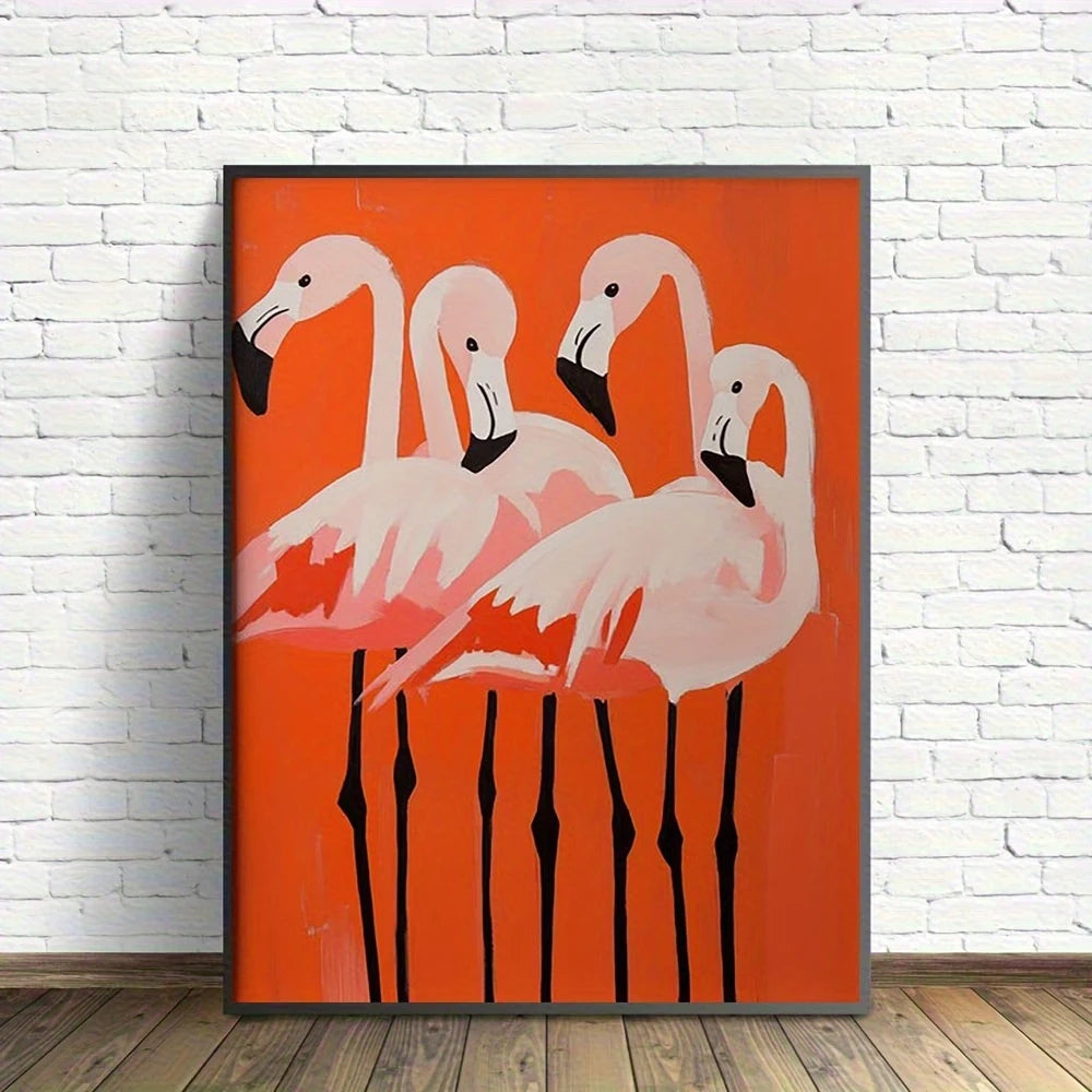Bohemian Orange & Pink Birds Canvas Wall Art | Home Decor