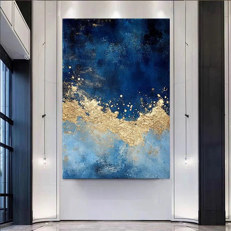 Abstract Hand Drawn Wall Hanging Painting, Gold Foil, Living Room Decoration, Corridor Mural, Sofa Background, High Quality Peaceful Pleasures Health and Wellness