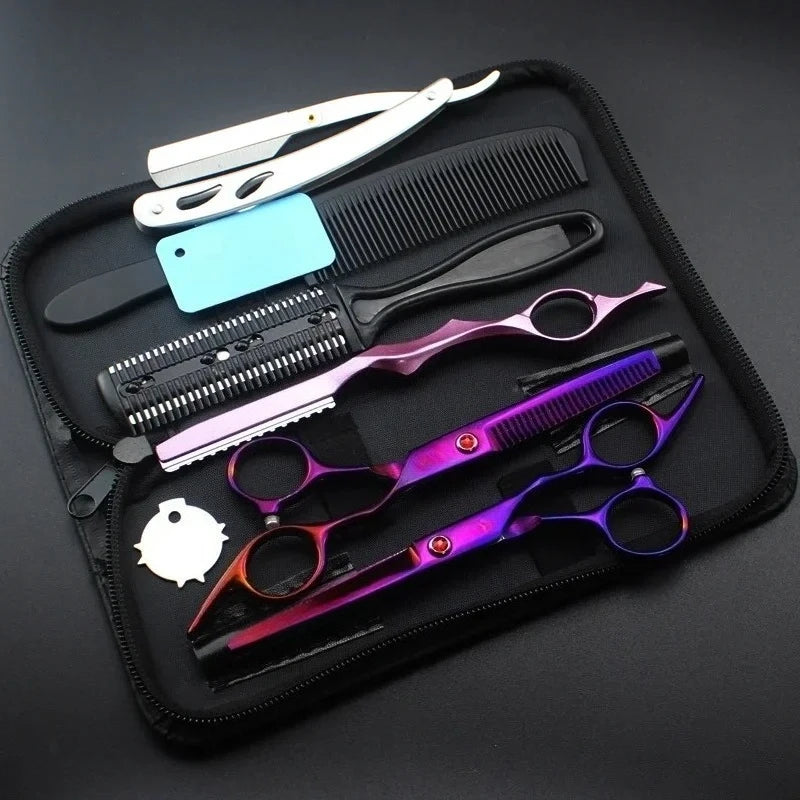 Purple Diamond Japanese Hair Scissors Cheap Hairdressing Scissors Shears Hairdresser Shaver Haircut Scissors Peaceful Pleasures Health and Wellness Purple Set