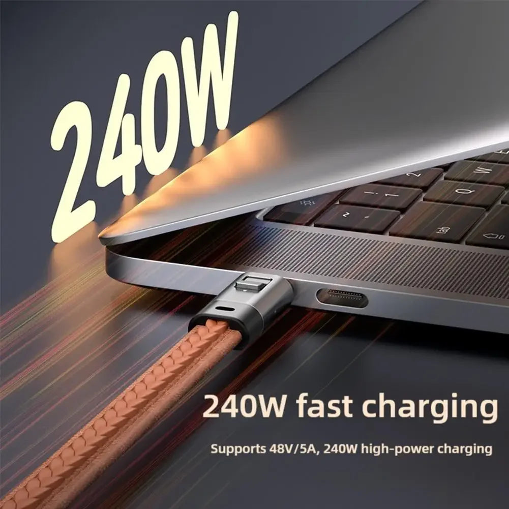240W PD Fast Charging USB C Cable Portable Keychain Leather Lanyard Phone Charm Cord For iPhone Samsung Laptop Travel Charger Peaceful Pleasures Health and Wellness