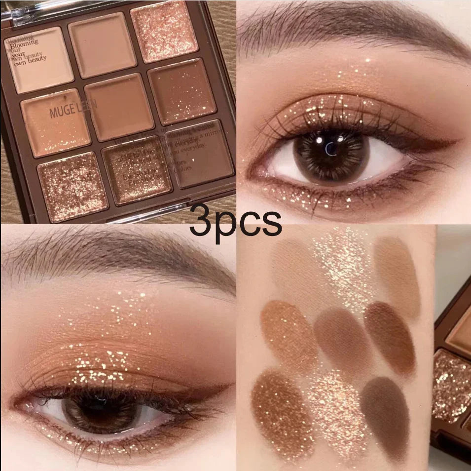 9-Color Chocolate Eyeshadow Palette | Earth Matte & Glitter
