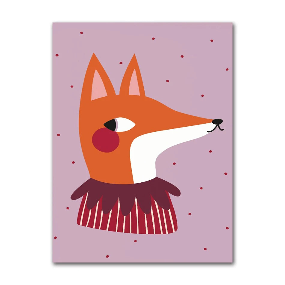 Cute Animals Canvas Print – Kids Nursery Wall Art Poster