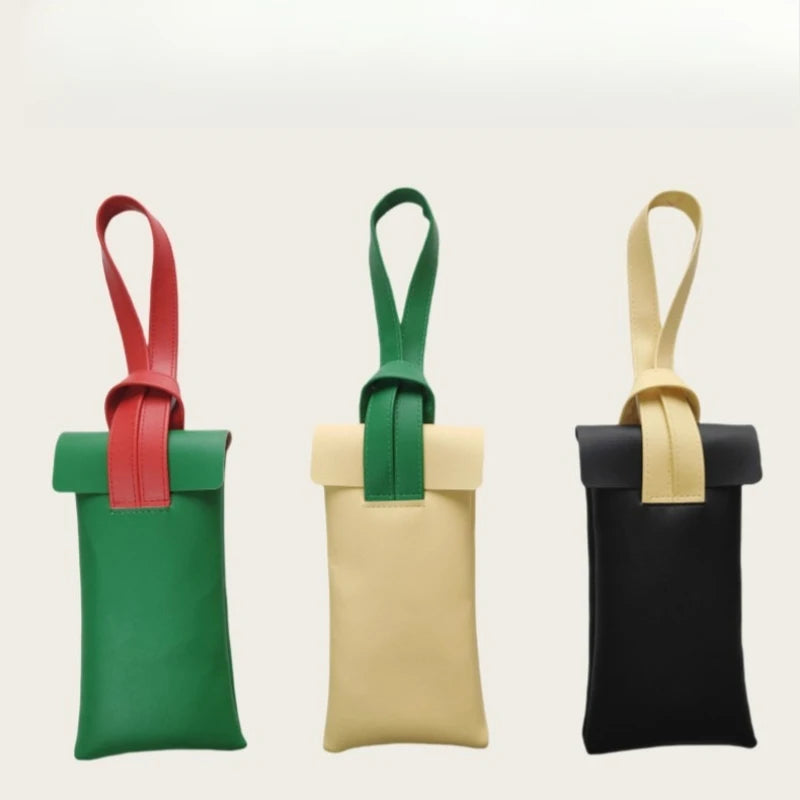 Genuine Leather Dustproof Eyewear Pouch | Contrast Color