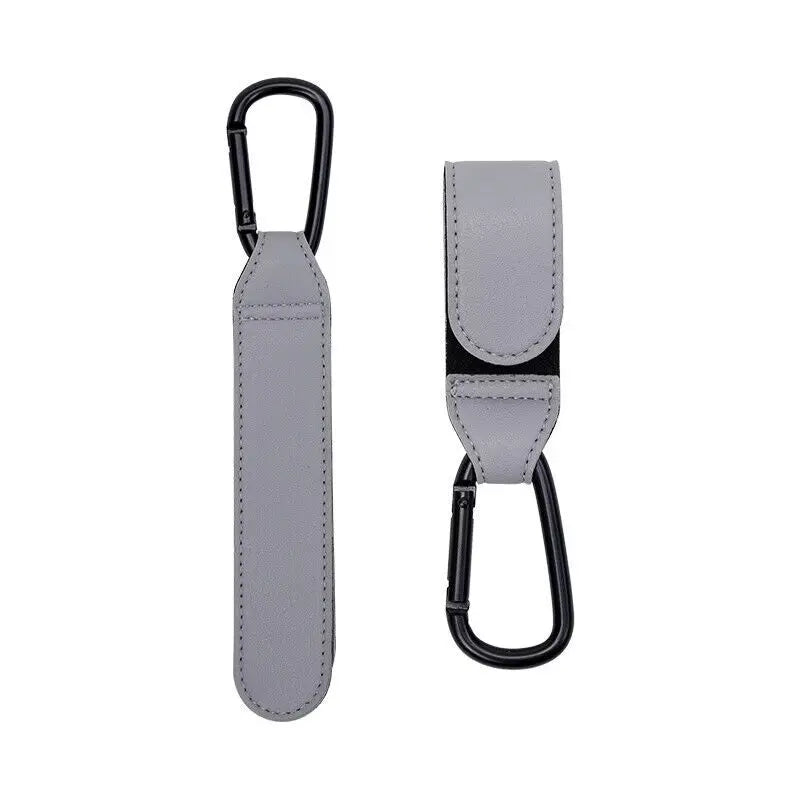 2-Pack Leather Stroller Hooks | Universal Carabiner Clips