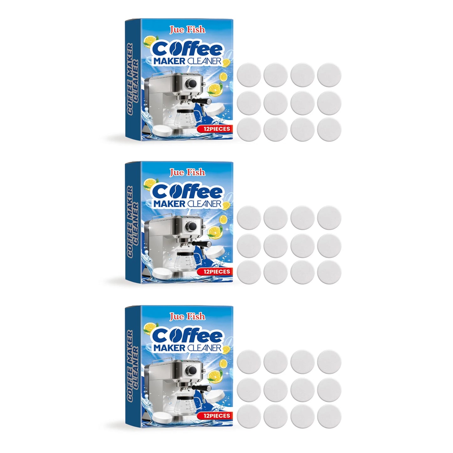 Coffee Machine Cleaner Descaler Tablets Coffee Maker Deep Cleaning Grinder Descaling Cleaning Tabs Universal Effervescent Tablet Peaceful Pleasures Health and Wellness 3pcs