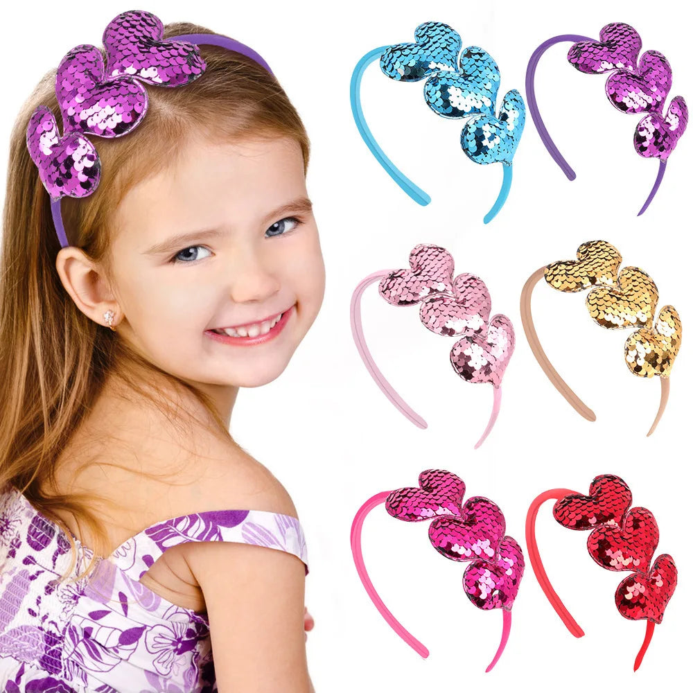 Candy Color Heart Sequin Headband for Girls | Cute Hair Band