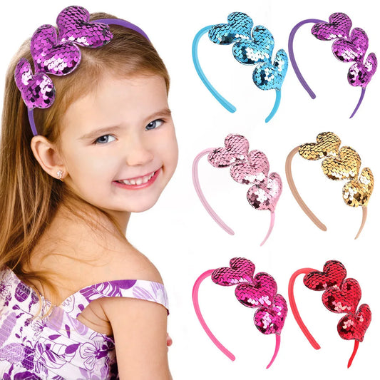 Candy Color Heart Sequin Headband for Girls | Cute Hair Band Kids Hair Headband Peaceful Pleasures Health and Wellness