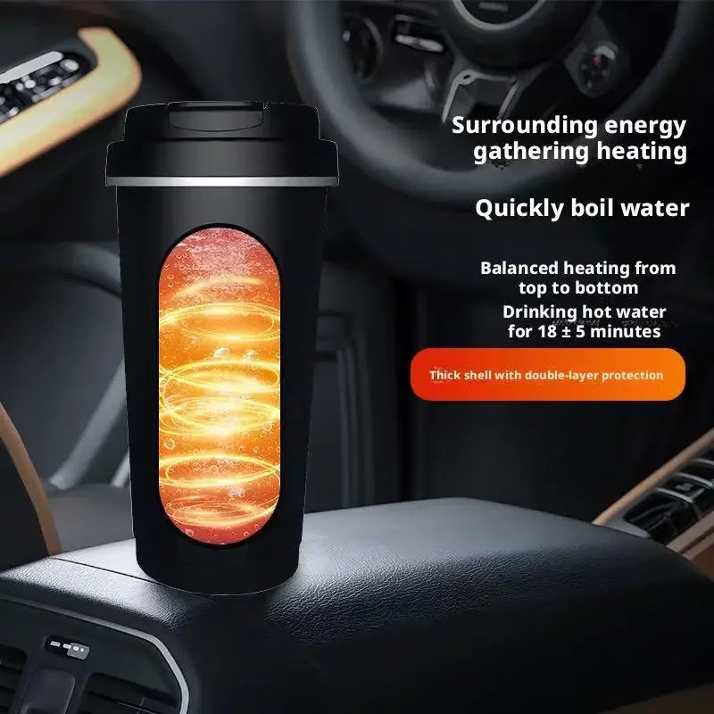 Vehicle Heating Cup Car Electric Kettle with Stainless Steel Liner Car-Mounted Electric Heating Mug & Water Heater Universal for Peaceful Pleasures Health and Wellness