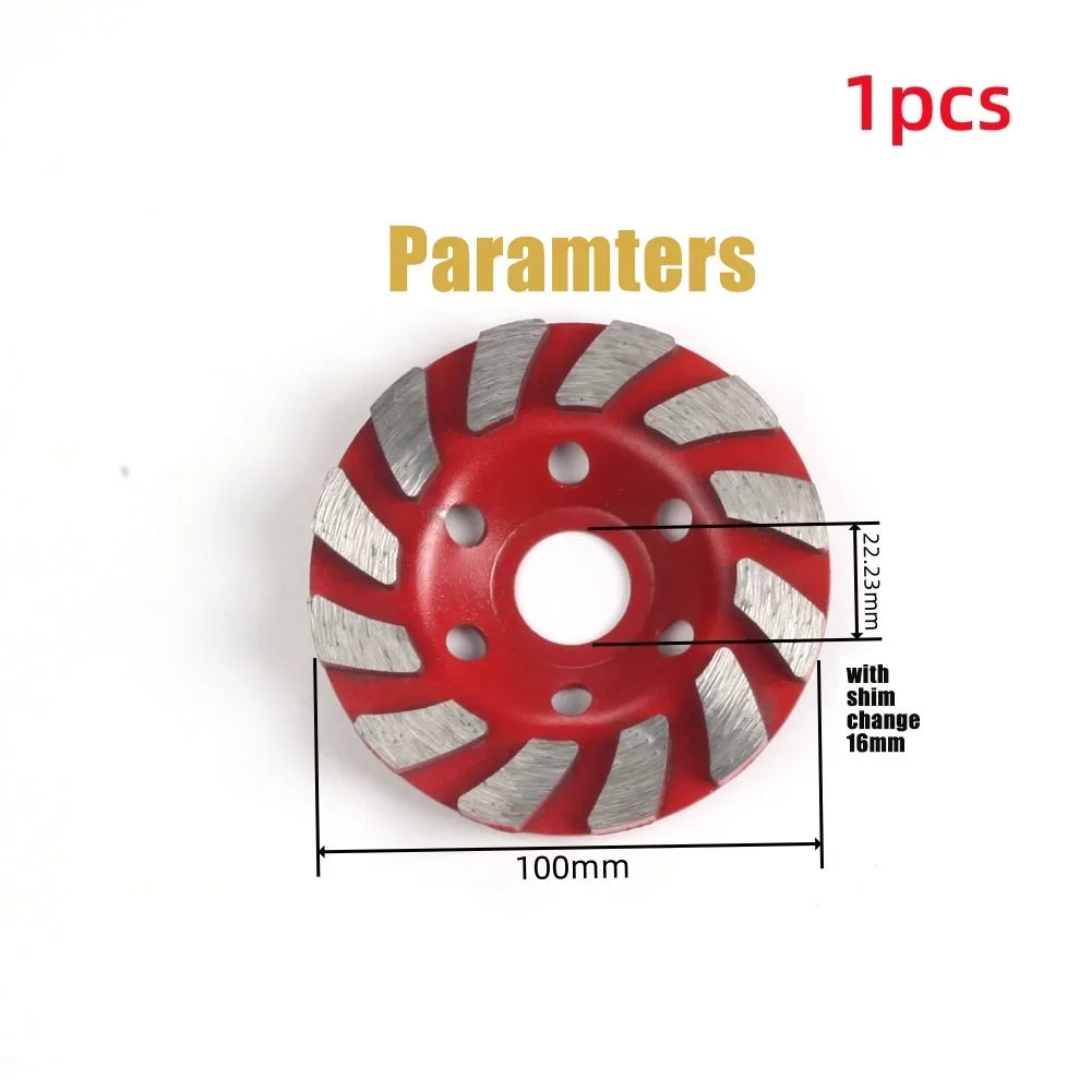 4" Turbo Diamond Grinding Cup Wheel – 12 Seg Angle Grinder Peaceful Pleasures Health and Wellness GZ154-1pcs Red