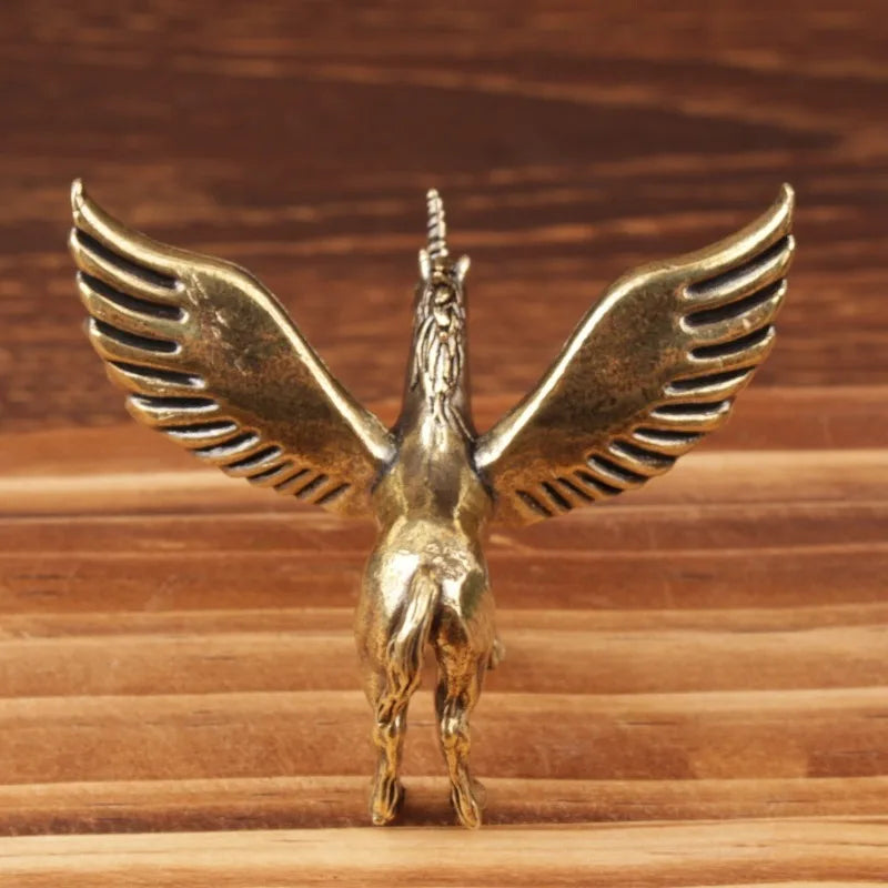 Flying Horse Brass Miniature Figurines Desk Ornament Decorations Animal Statue Animal Sculpture Home Decor Home Accessories Peaceful Pleasures Health and Wellness