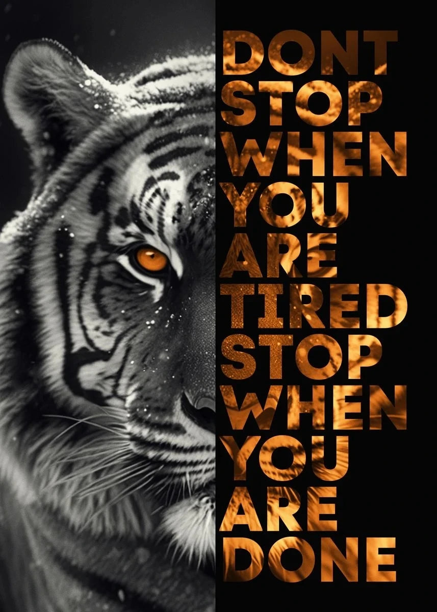 Animal Motivation Quotations Poster Lion Tiger Wolf Leopard Canvas Painting Modern Art Prints Wall Picture for Living Room Decor Peaceful Pleasures Health and Wellness TG051-6 55x75cm