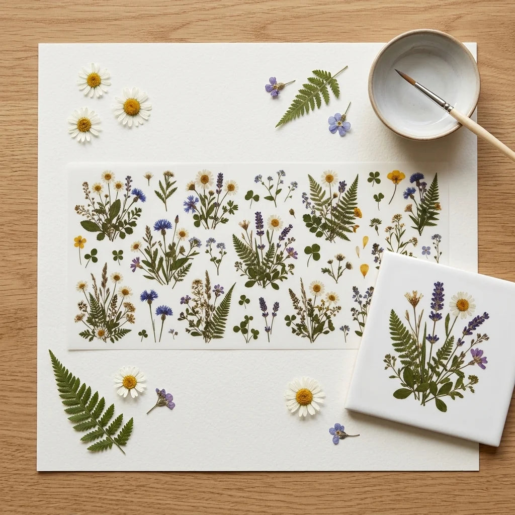 Wildflower UV Transfer Stickers | Botanical Daisy Fern Decals