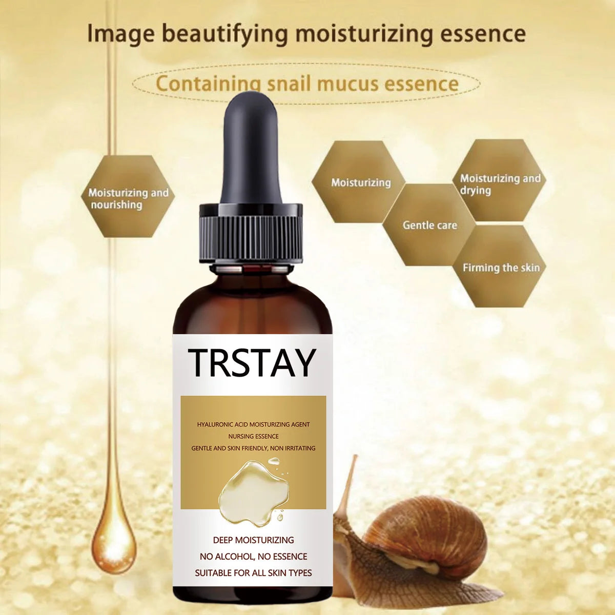Snail Extract Serum Face Essence Anti Wrinkle Hyaluronic Acid Anti Aging Collagen Whitening Moisturizing Face Care Freeshipping Peaceful Pleasures Health and Wellness