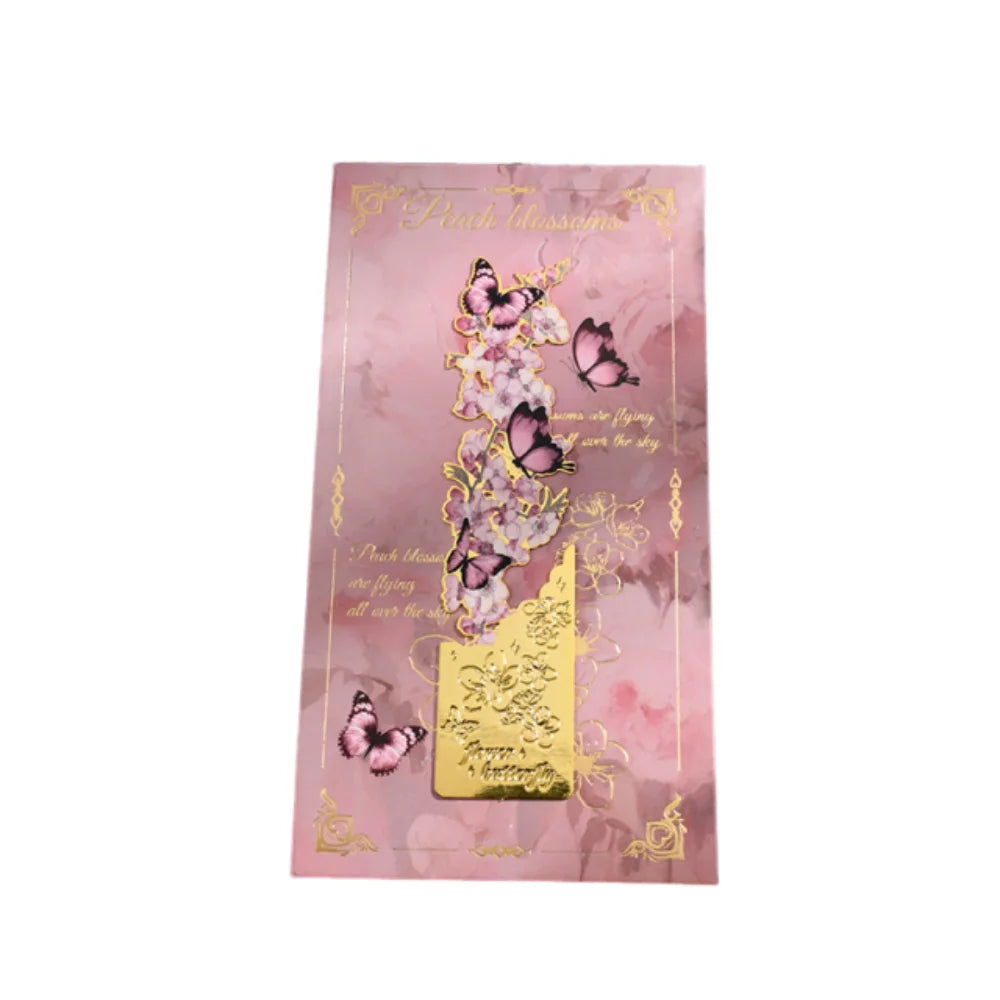 2Pcs Golden Hollow Butterfly Bookmark Bronzing Painting Vintage Design Reading Bookmark Exquisite Craft Tassel Pendant Peaceful Pleasures Health and Wellness Style 1