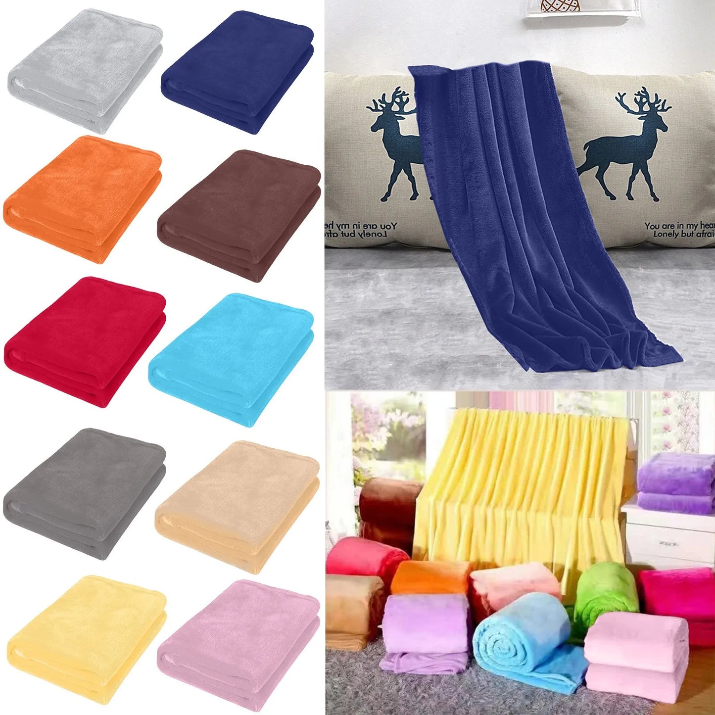 Soft Coral Fleece Throw Blanket – Cozy Sofa & Bed Cover