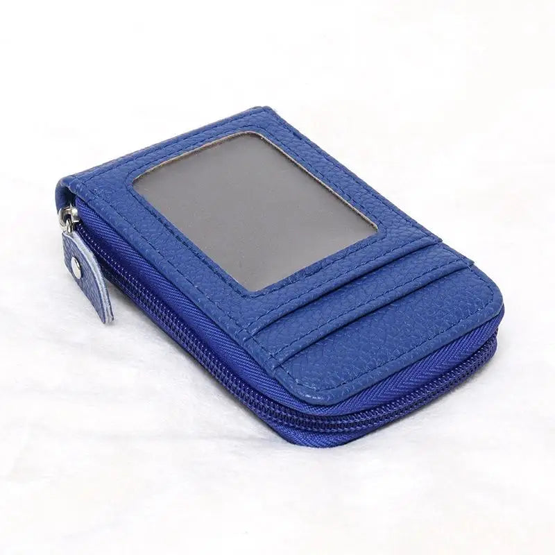 JETTING PU Leather Zipper Card Holder Wallet with ID Window