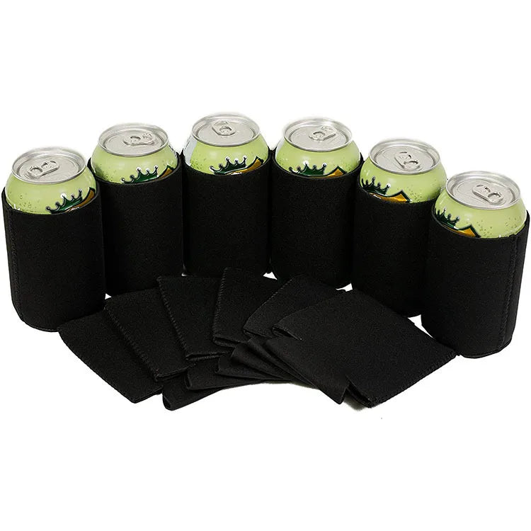 Cooler Sleeves Bulk Sublimation Insulated Foam for Beer Collapsible Plain Drink Holder Cold Soda Insulator, 12oz Regular Peaceful Pleasures Health and Wellness Black