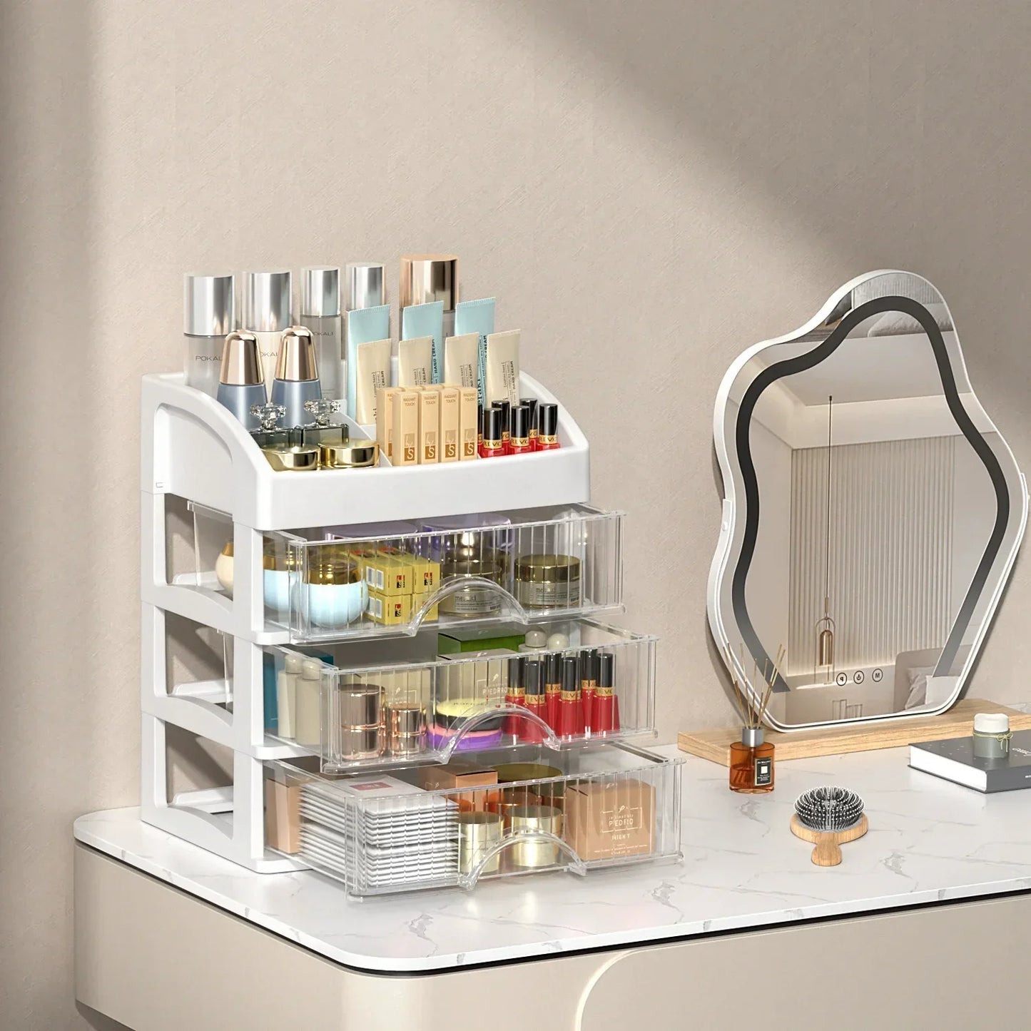 Large Capacity Drawer Makeup Organizer & Lipstick Holder