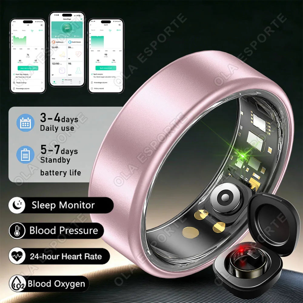 New Smart Ring Waterproof Health Monitor Smartring Take Photo Exercise Record Bluetooth Ring Birthday Gift Men Women Peaceful Pleasures Health and Wellness ProPink 12