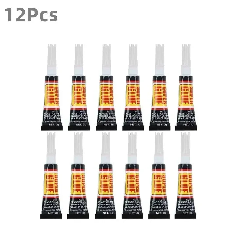 Super Glue Multi-Surface Clear Adhesive – 3/6/12 Pack Multi-Surface Super Glue Peaceful Pleasures Health and Wellness White lid 12Pcs