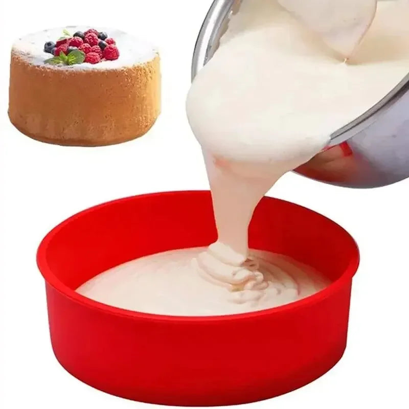 Silicone Round Cake Mold Pan | Nonstick Reusable Baking Tray