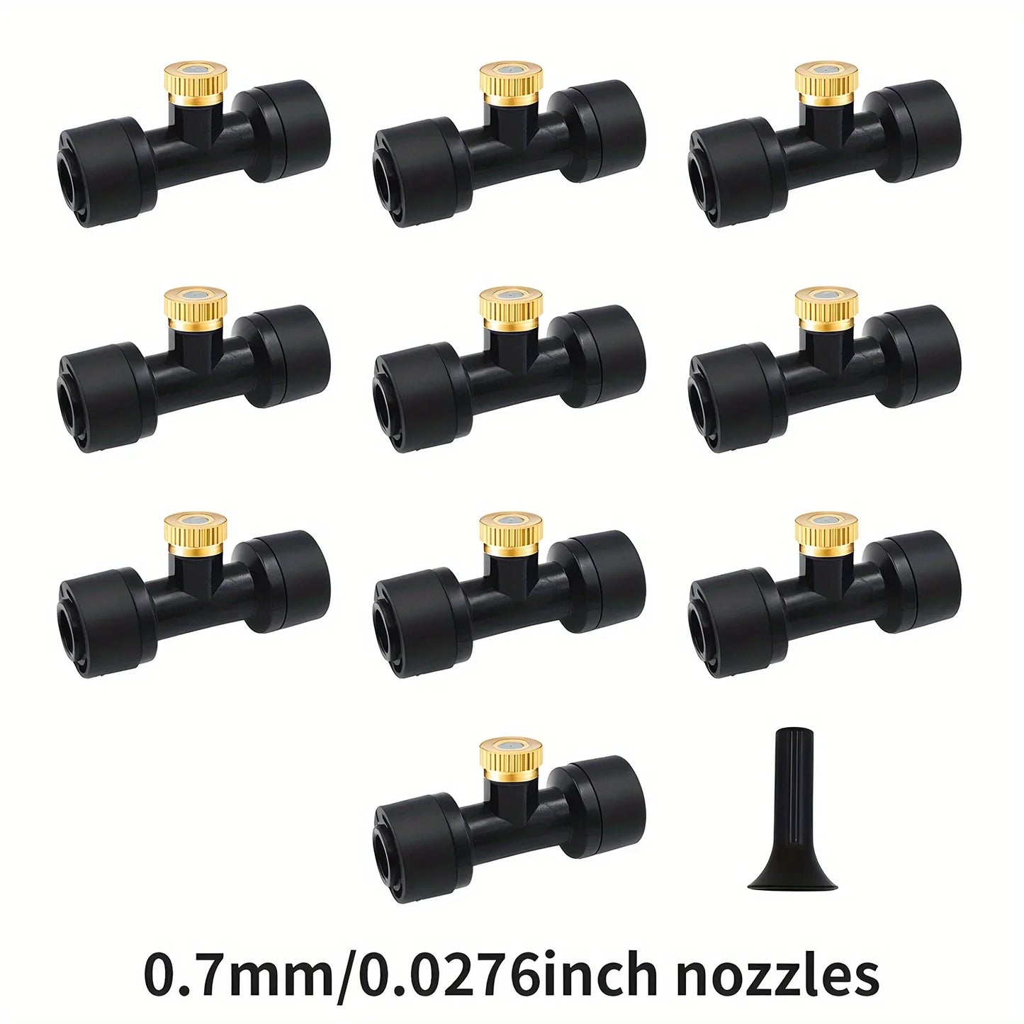 10Pcs lot Misting Fog Nozzles with Quick Access Tee Connector Garden Landscaping Irrigation Sprayers Peaceful Pleasures Health and Wellness green