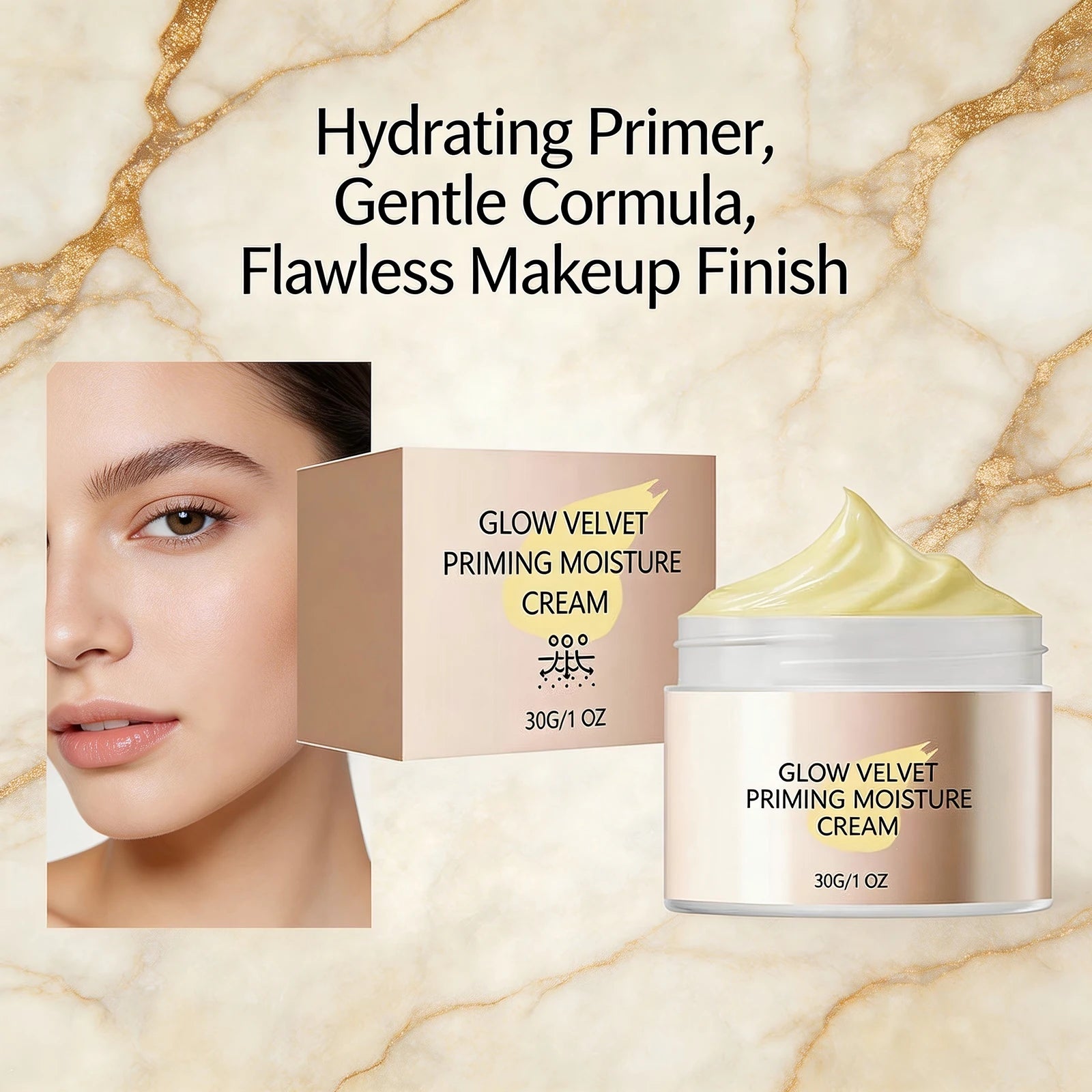 Velvet Primer Moisturizer Invisible Pore Oil Control Long-Lasting Hydrating Face Primer for Smooth Radiant Skin Face Cream Peaceful Pleasures Health and Wellness
