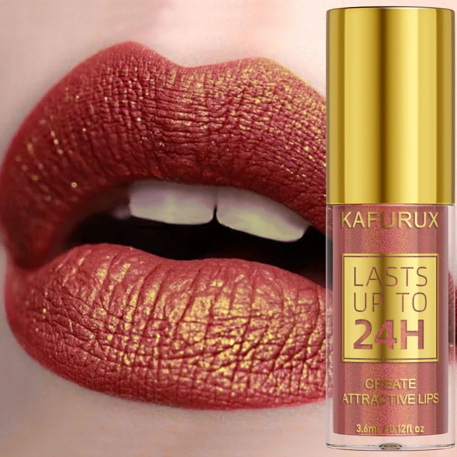 KAFURUX Glitter Metallic Lip Gloss – 14 Colors Long-Lasting