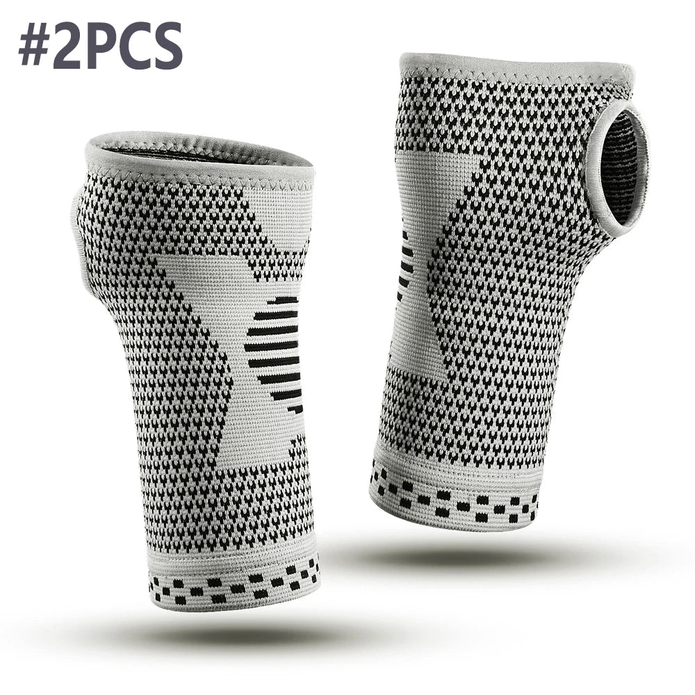 WEFITON 2-Pack Wrist Compression Sleeves | Carpal Tunnel Relief Wrist Compression Sleeve Peaceful Pleasures Health and Wellness Gray-2PCS L