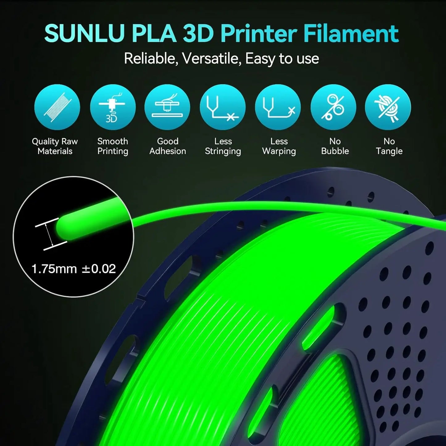 Glow in the Dark PLA Filament 1.75mm | ±0.02mm Accuracy