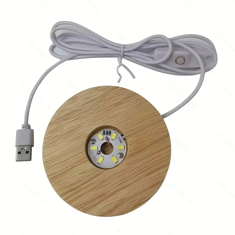 Wooden LED USB Display Light Base – Desktop Night Light Stand