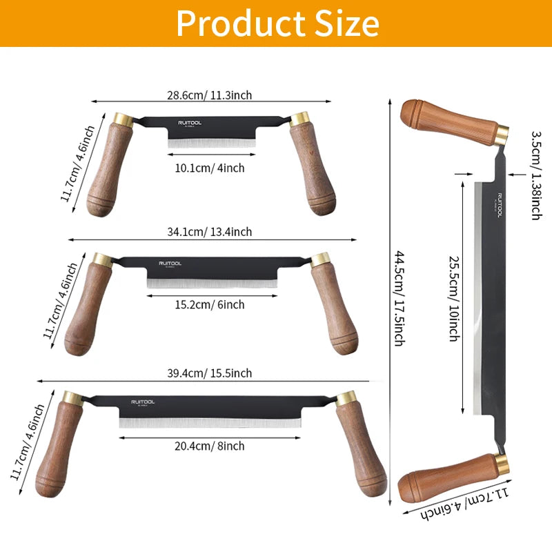 Draw Knife 4 6 8 Shave Straight Carbon Steel Blade Pull Woodworking