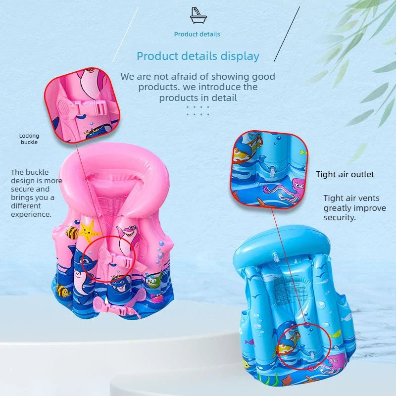 Kids Inflatable Swim Vest Toddler Life Jacket Buoyancy Aid PVC