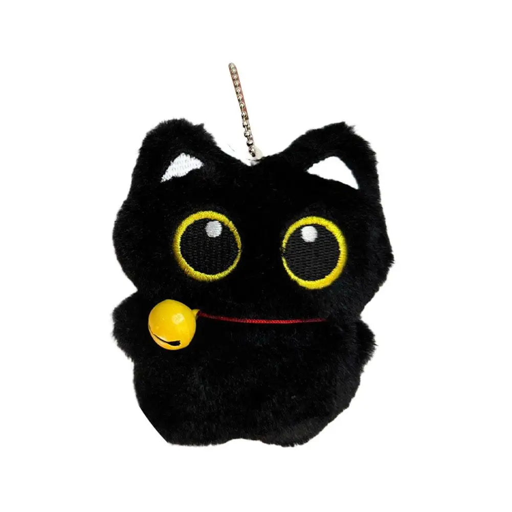 Squeaky Black Cat Keychain Cute Plush Kitten Bag Charm Squeaker Sound
