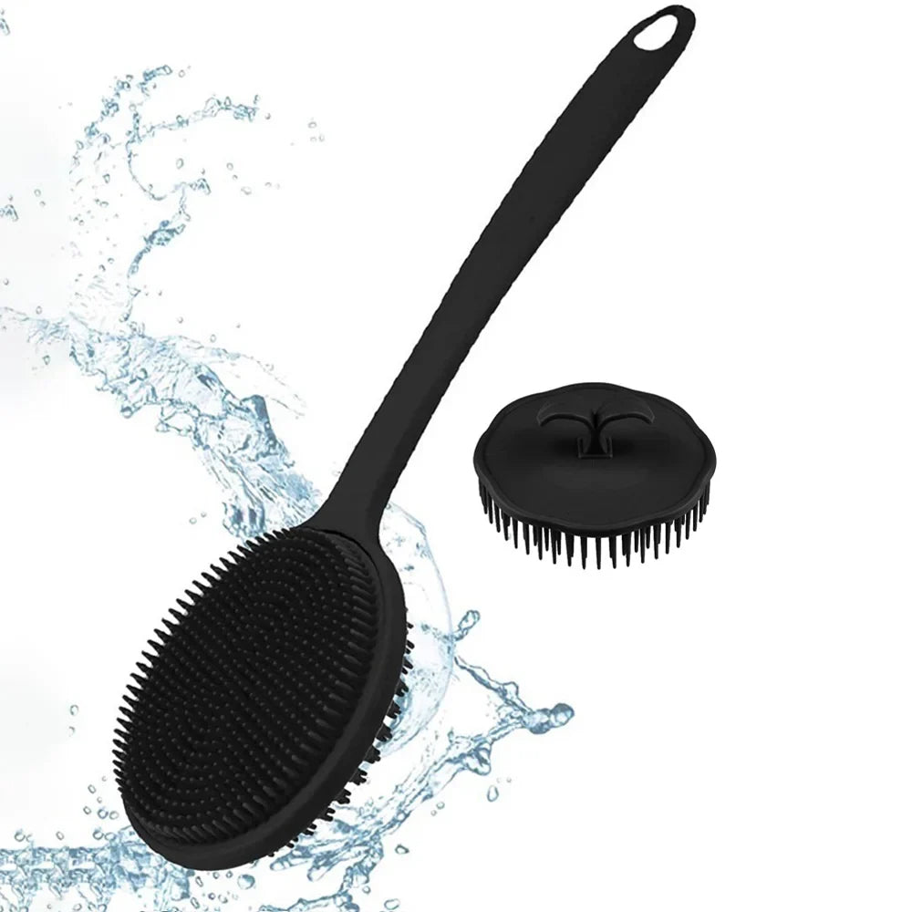 Long Handle Bath Brush & Scalp Massage Brush Set – 2-Piece