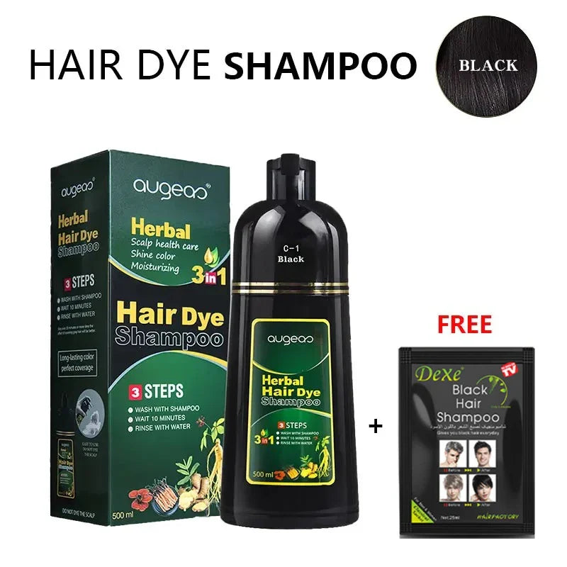 Hair Color Dye Shampoo | 6 Shades Plant Formula 500ml