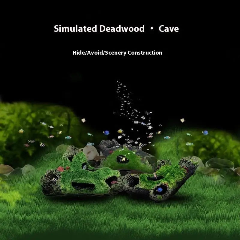 Resin Aquarium Hiding Cave | Moss Tree Root Fish Tank Decor Aquarium Decoration Peaceful Pleasures Health and Wellness