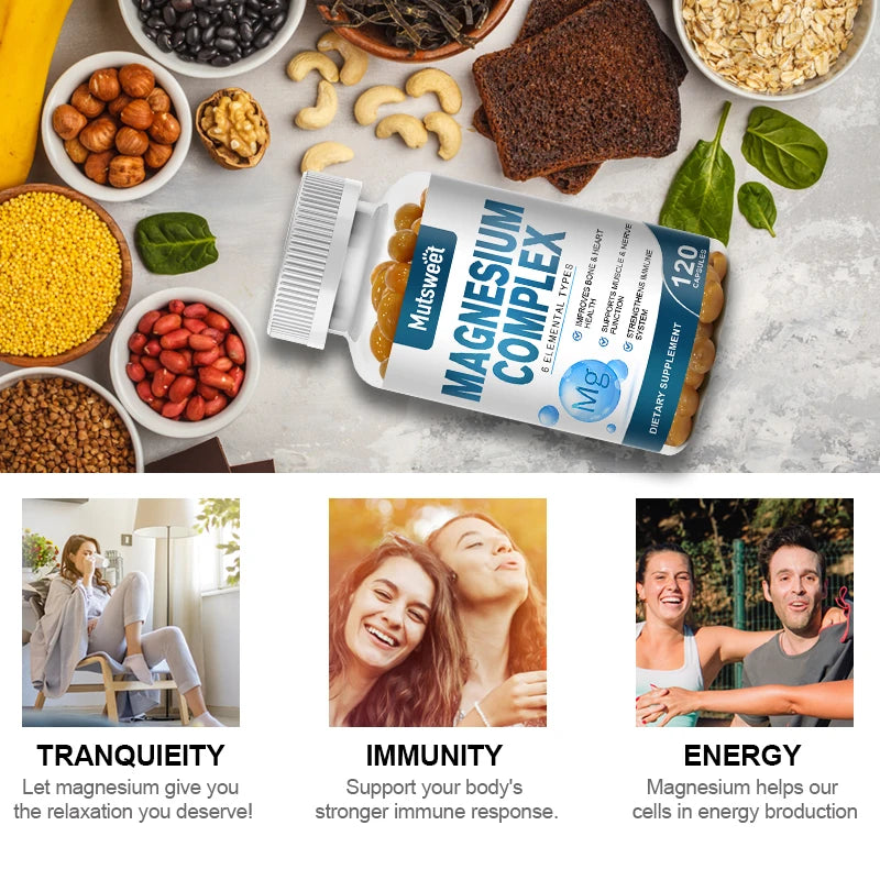 Complex Magnesium 500mg Capsules – Sleep, Muscle, Bone & Nerve Support | 120 Count Peaceful Pleasures Health and Wellness