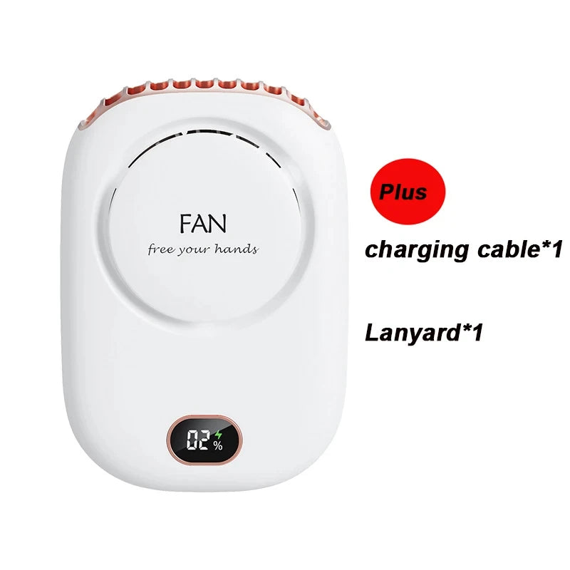 New Mini Portable Fan Portable Rechargeable Bladeless Turbo Ultra Quiet Student Hand Held Fan Outdoor Sports Travel Peaceful Pleasures Health and Wellness White