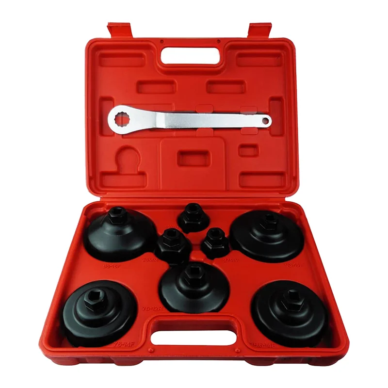 A36T-9Pc Oil Filter Cap Wrench Tool Kit Oil Filter Cap Socket Set Filter Housing 27Mm,32Mm,36Mm,74Mm,75.6Mm,76Mm,86Mm,93Mm Peaceful Pleasures Health and Wellness Black