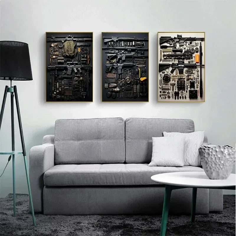 M4A1 Rifle Canvas Wall Art | Modern Weapon Poster Room Decor